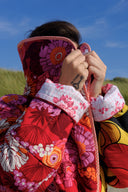 SLEEPY RED Quilted Coat | Upcycled Sleeping Bags | Reversible