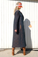 Long CHUNKY green Coat/ design upholstery fabric