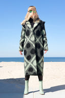 Green Polka Dot Wool Coat - One-of-a-Kind Upcycled Fashion