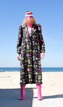 Kantha Quilt Coat | Indian Cotton Upcycled | Black Floral