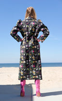 Kantha Quilt Coat | Indian Cotton Upcycled | Black Floral