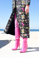 Kantha Quilt Coat | Indian Cotton Upcycled | Black Floral