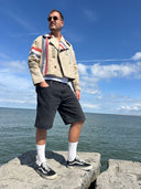 Short Beige Dutch Mail Bag Trench Jacket