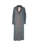 Long CHUNKY green Coat/ design upholstery fabric